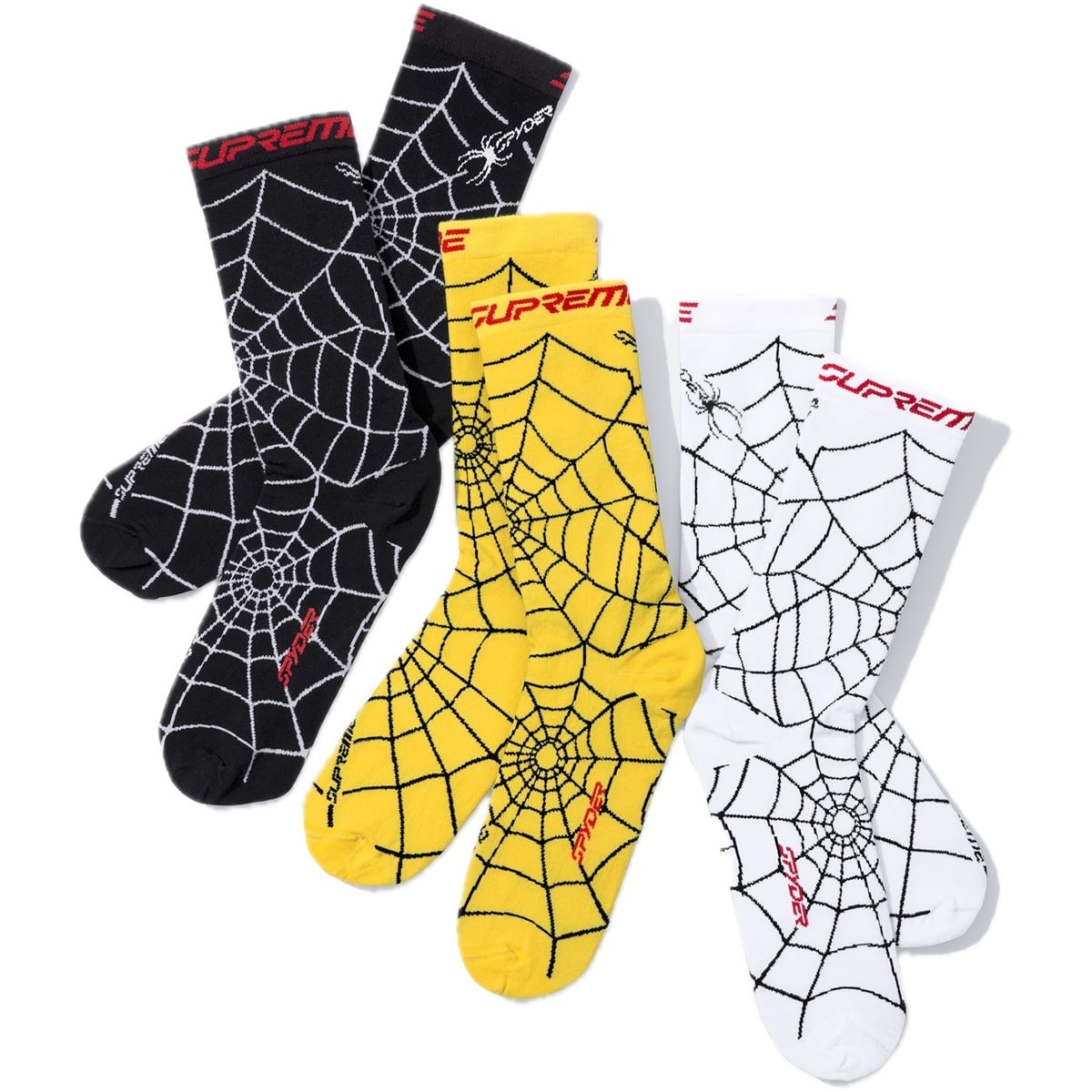 シュプリーム ソックス 靴下Supreme スパイダーグラフィ 24fw 黒/赤 Supreme®/Spyder® Crew Socks (1 Pack) - Supreme