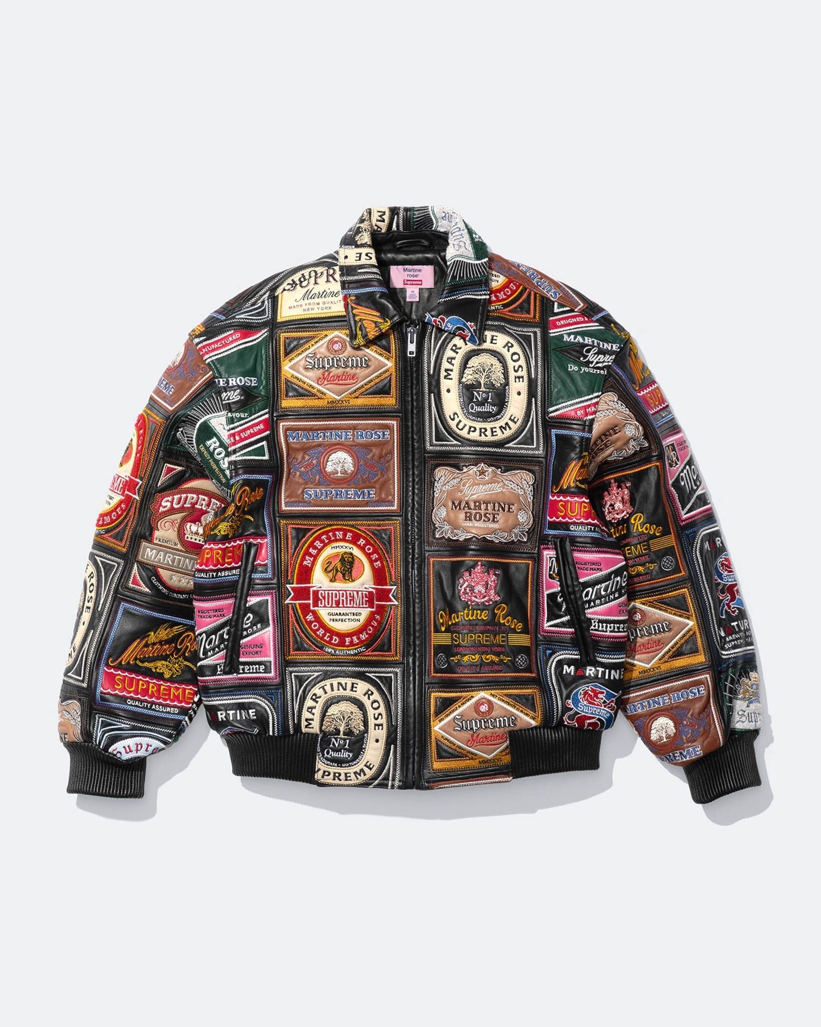 Patchwork Labels Leather Jacket