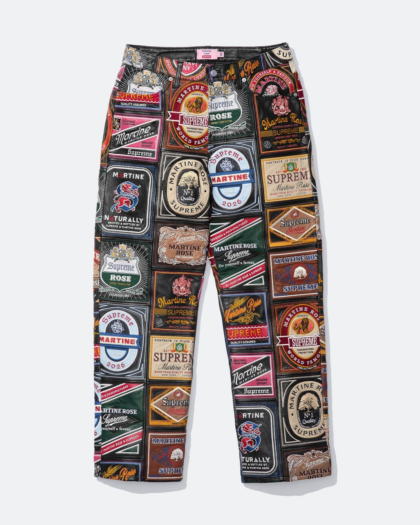 Patchwork Labels Leather 5-Pocket Jean