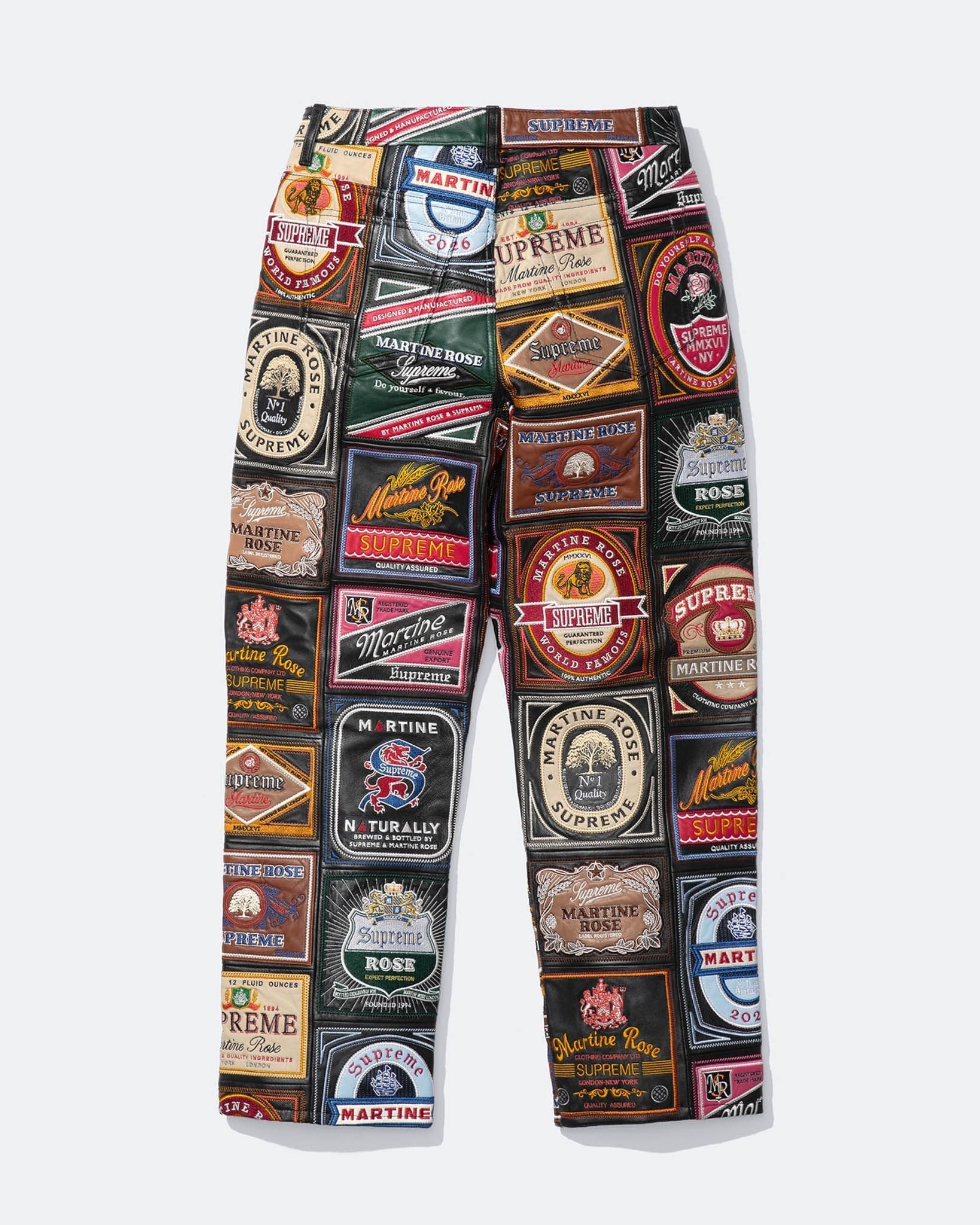 Patchwork Labels Leather 5-Pocket Jean