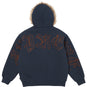 Supreme Faux Fur Zip Up Hooded Sweatshirt Navy