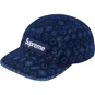 Supreme Flocked Denim Camp Cap Blue