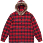 Supreme Fur Trim Flannel Hooded Shirt Red Plaid