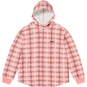Supreme Hooded Plaid Knit Shirt Pink