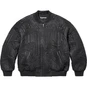 Supreme Mister Cartoon Embroidered Leather Jacket Black