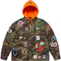 Supreme Patches Hooded Zip Up Shirt Woodland Camo