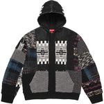 Patchwork Zip Up Hooded Sweater