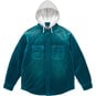 Supreme Quilted Lined Hooded Velvet Shirt Teal