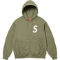 Supreme S Logo Zip Up Hooded Sweatshirt Light Olive