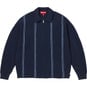 Supreme Stripe Zip Up Polo Sweater Navy
