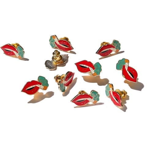 Supreme Smoking Lips Pin