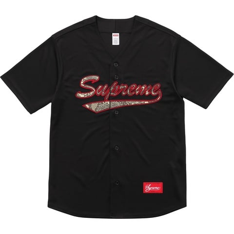 格安美品Supreme Snake Script Baseball Snake Script Logo Baseball Jersey - Supreme