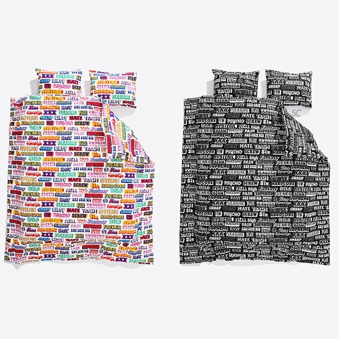 Supreme/HYSTERIC GLAMOUR Text Duvet + Pillow Set - SupremeCommunity