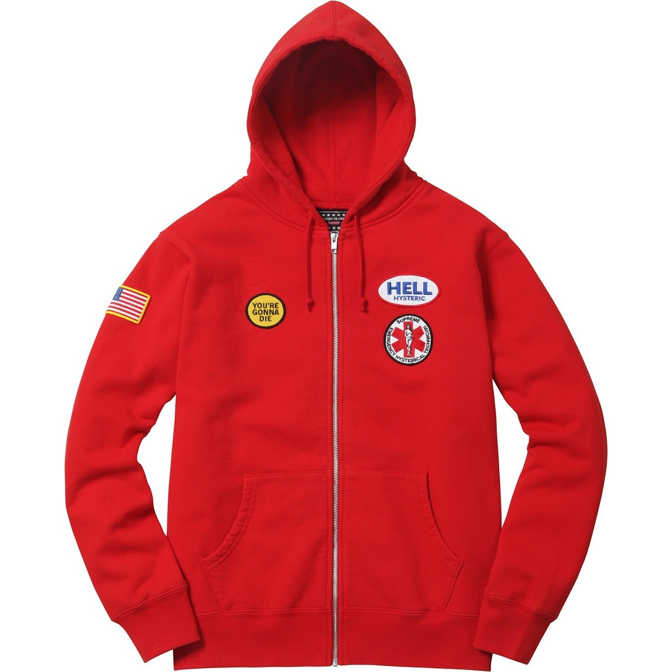 Supreme Supreme HYSTERIC GLAMOUR Patches Zip Up Sweatshirt (FW17) - $178