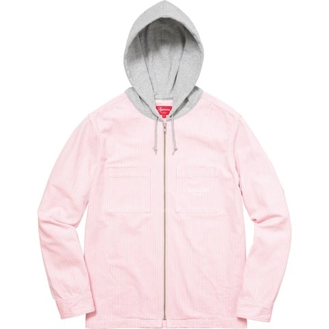 Hooded Stripe Denim Zip Up Shirt - Supreme