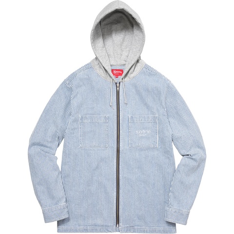 Hooded Stripe Denim Zip Up Shirt - Supreme