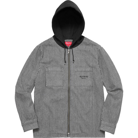 Hooded Stripe Denim Zip Up Shirt - Supreme