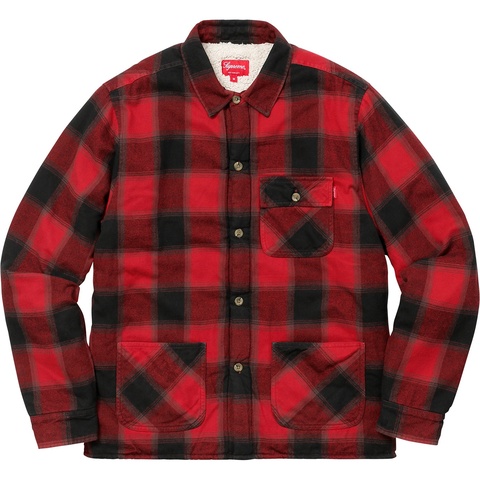 トップス Supreme Buffalo Plaid Sherpa Shirt Buffalo Plaid Sherpa Lined Chore Shirt - Supreme