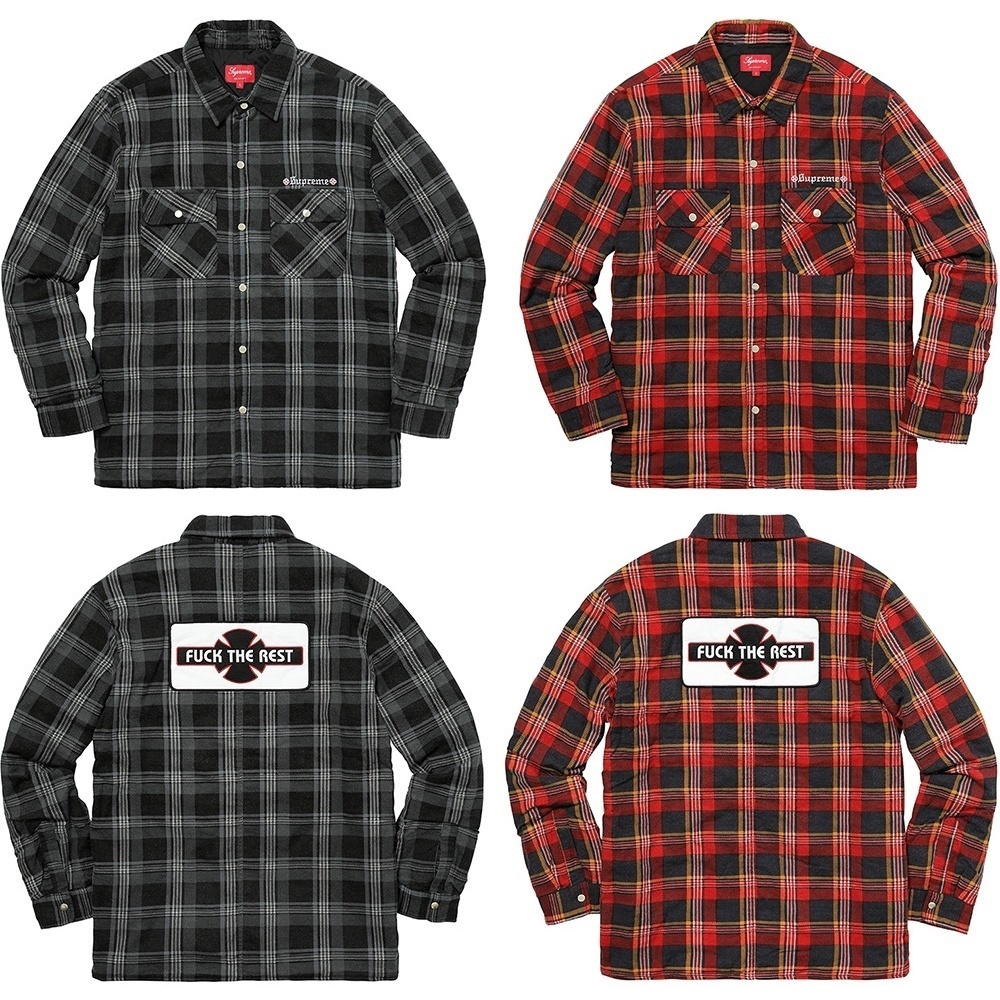 野村周平着用　Supreme quilting Flannel Shirt Supreme®/Independent® Quilted Flannel Shirt - Supreme