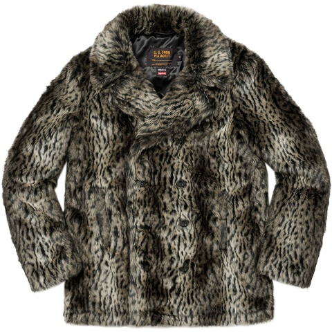 美品　Supreme Schott Fur Peacoat Leopard Supreme®/Schott® Fur Peacoat - fall/winter 2017 - Supreme