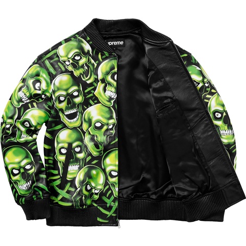 Skull Pile Leather Bomber Jacket - Supreme