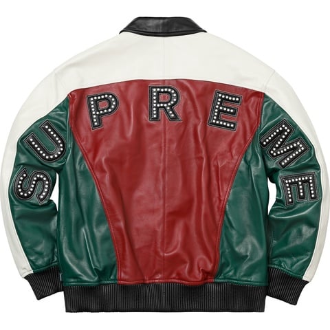 Studded Arc Logo Leather Jacket - Supreme