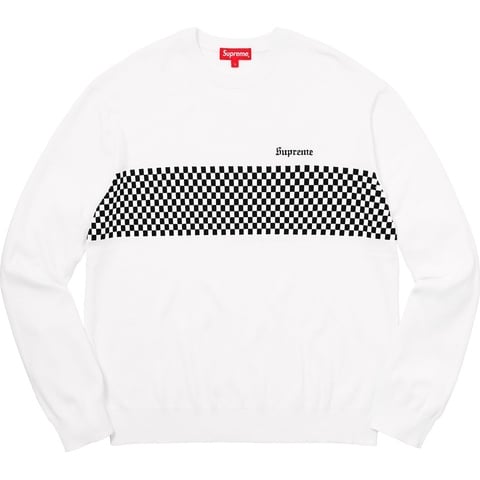 Supreme Checkered Panel Crewneck Sweater - $138.00