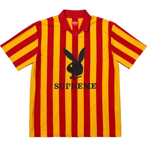 Supreme playboyゲームシャツ ストライプ ポロシャツ Ｌ　オレンジ Supreme®/Playboy© Soccer Jersey - Supreme