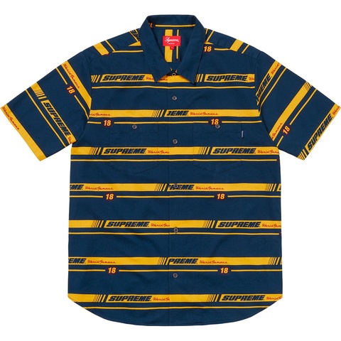 Supreme Striped Racing Work Shirt - Navy