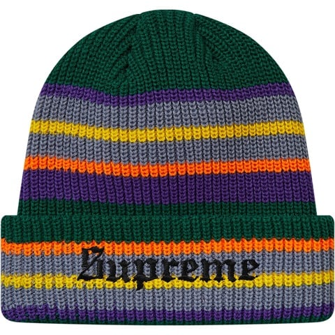 Supreme Bright Stripe Beanie - Green