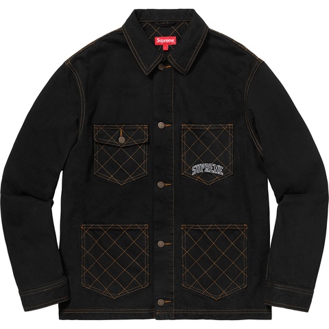 Supreme Diamond Stitch Denim Chore Coat - Black
