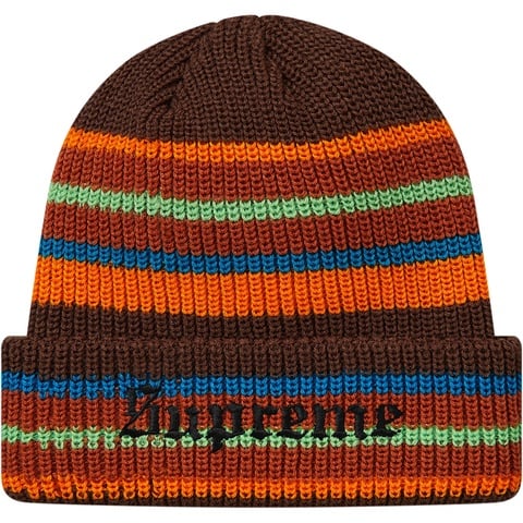 Supreme Bright Stripe Beanie - Brown