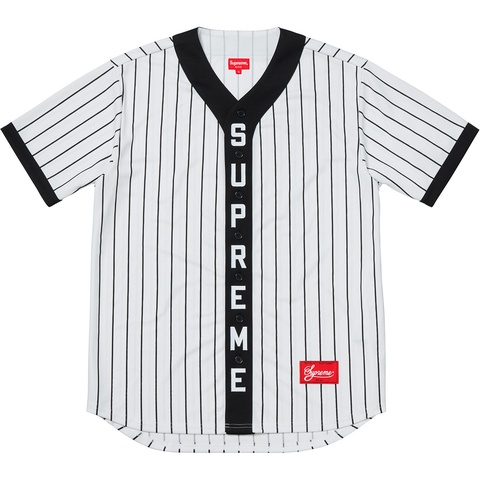 Supreme Vertical Logo Baseball Jersey - Black
