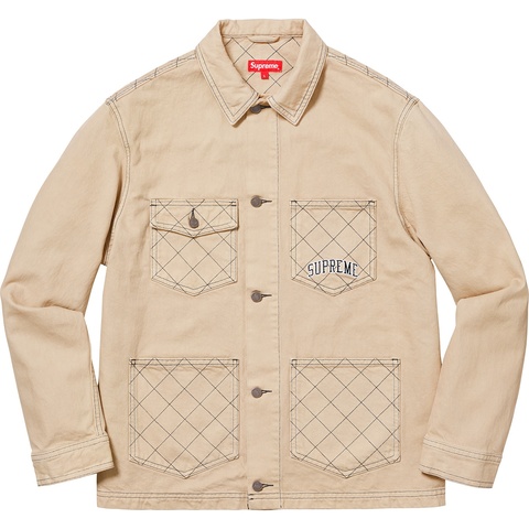 Supreme Diamond Stitch Denim Chore Coat - Beige