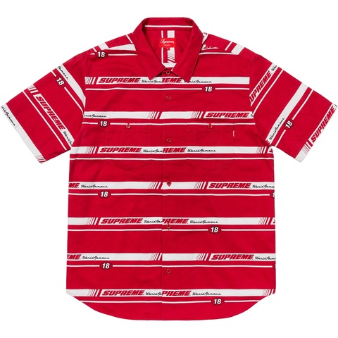 Supreme Striped Racing Work Shirt - Red