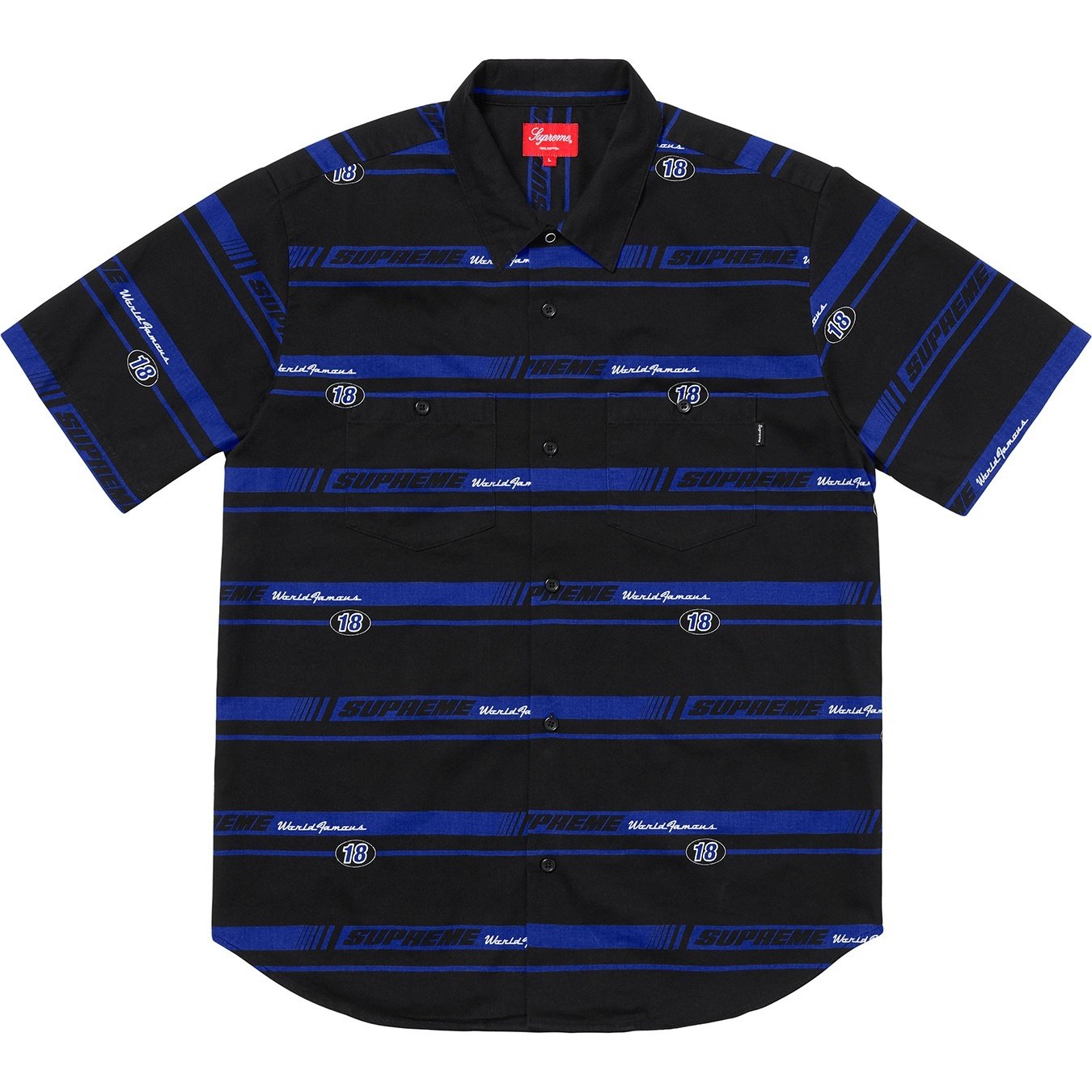 Supreme Striped Racing Work Shirt (FW18) - Black - $128