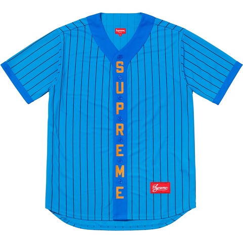 Supreme Vertical Logo Baseball Jersey - Blue