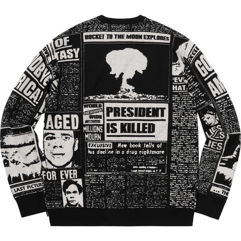 Supreme Newsprint Sweater - Black