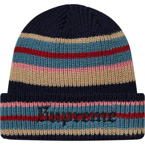 Supreme Bright Stripe Beanie - Navy