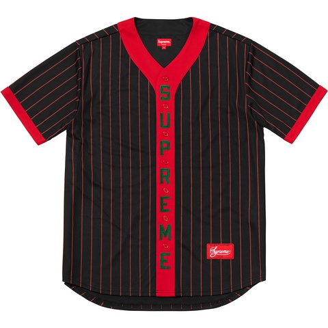 Supreme Vertical Logo Baseball Jersey - Red