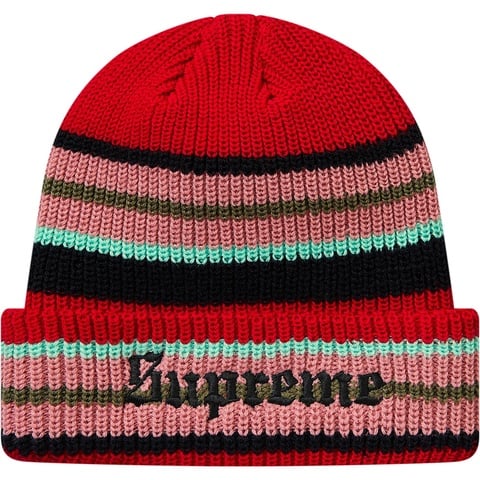 Supreme Bright Stripe Beanie - Red