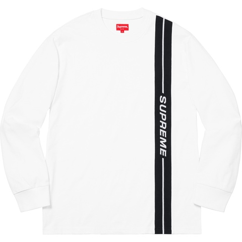 Supreme Vertical Logo Stripe L/S Top - White