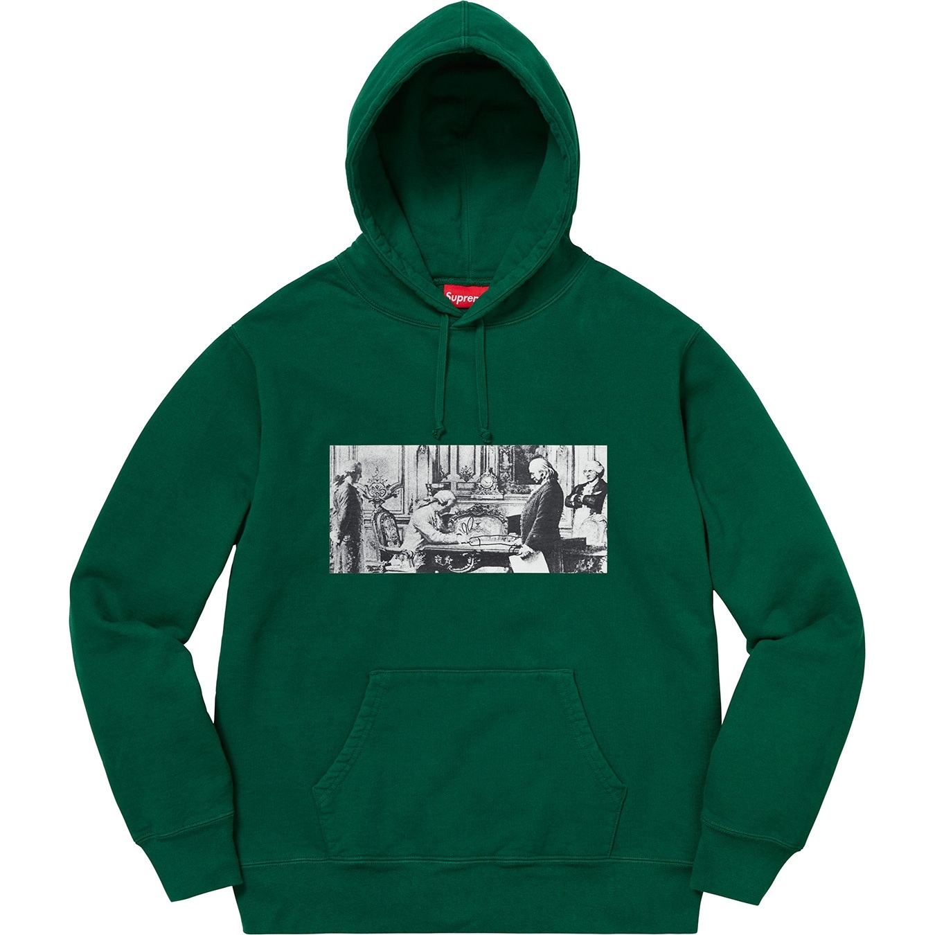 Supreme Mike Kelley Supreme Franklin Signing the Treaty of Alliance with French Officials Hooded Sweatshirt (FW18) - Dark Green - $168
