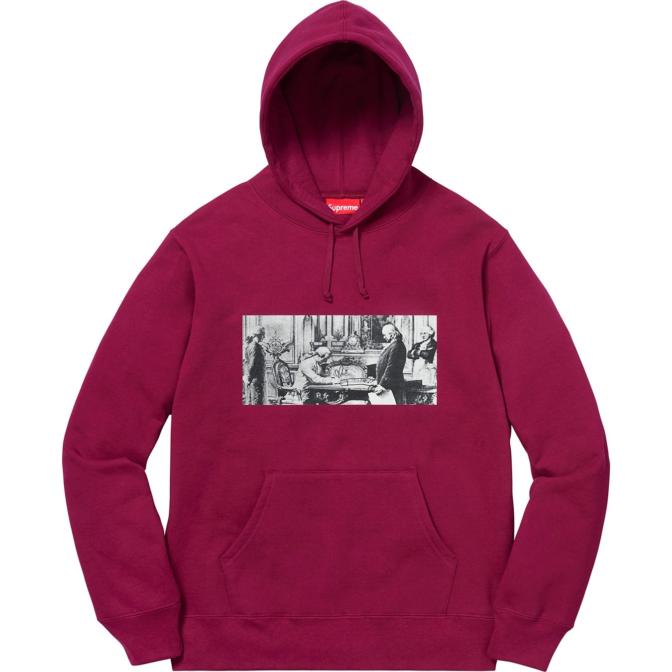 Supreme Mike Kelley Supreme Franklin Signing the Treaty of Alliance with French Officials Hooded Sweatshirt (FW18) - Dark Magenta - $168