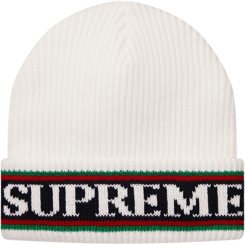 Supreme Cuff Logo Beanie - White