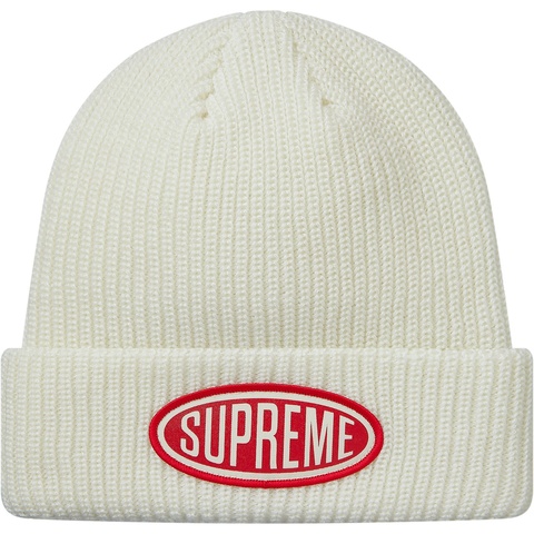 Supreme Oval Patch Beanie - White