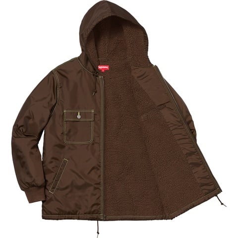 Supreme ブラウン ジップアップジャケット Sherpa Lined Nylon Zip Up Jacket - Supreme