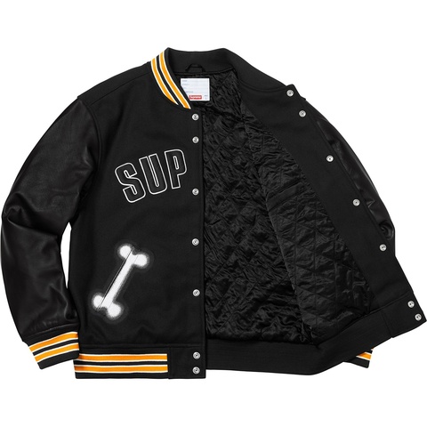 Supreme Bone Varsity Jacket - Black