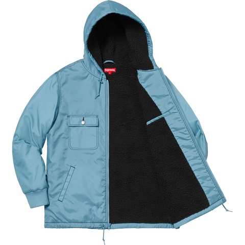 Supreme Sherpa Lined Nylon Zip Up Jacket - Dusty Blue