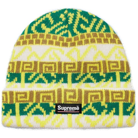 Supreme Brushed Pattern Beanie - Green